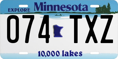 MN license plate 074TXZ
