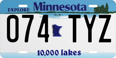 MN license plate 074TYZ