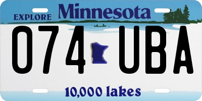 MN license plate 074UBA