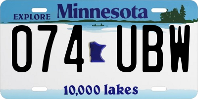 MN license plate 074UBW