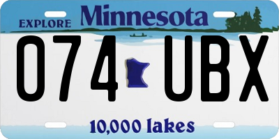 MN license plate 074UBX