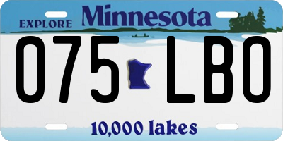 MN license plate 075LBO