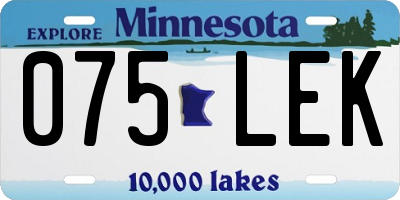 MN license plate 075LEK