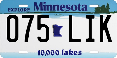 MN license plate 075LIK