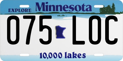 MN license plate 075LOC