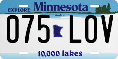 MN license plate 075LOV