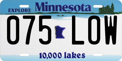 MN license plate 075LOW