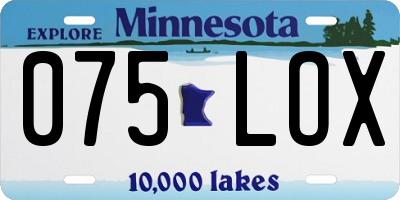 MN license plate 075LOX