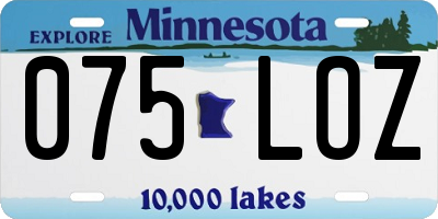 MN license plate 075LOZ