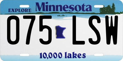 MN license plate 075LSW
