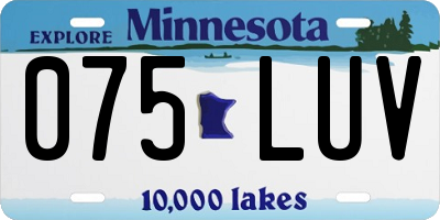 MN license plate 075LUV