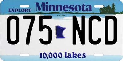 MN license plate 075NCD