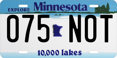 MN license plate 075NOT