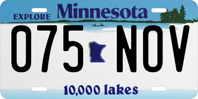 MN license plate 075NOV