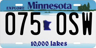 MN license plate 075OSW