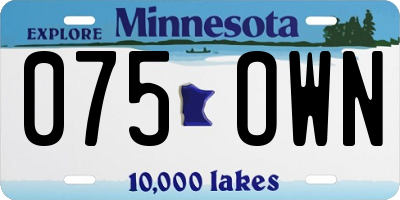 MN license plate 075OWN