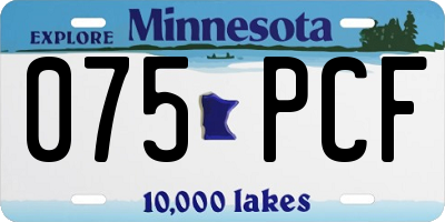 MN license plate 075PCF
