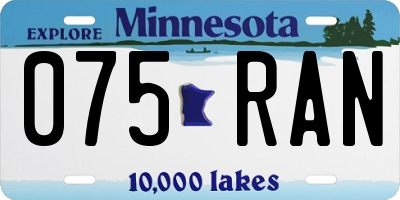 MN license plate 075RAN