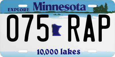 MN license plate 075RAP