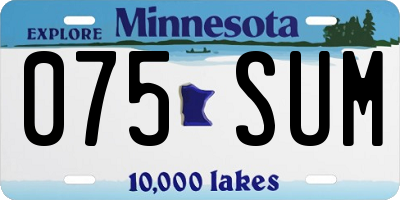 MN license plate 075SUM