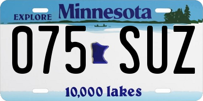 MN license plate 075SUZ