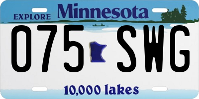 MN license plate 075SWG