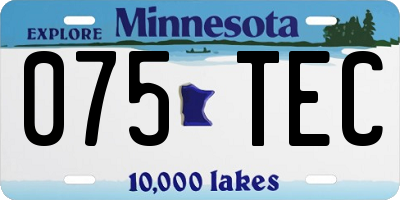 MN license plate 075TEC