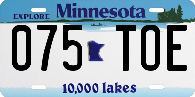 MN license plate 075TOE