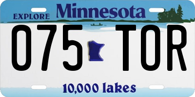 MN license plate 075TOR