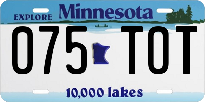 MN license plate 075TOT
