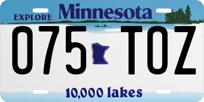 MN license plate 075TOZ