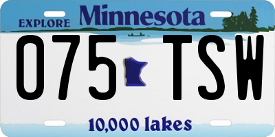 MN license plate 075TSW