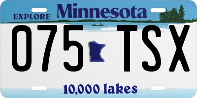 MN license plate 075TSX