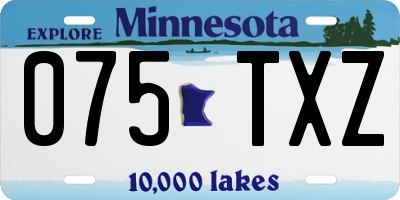 MN license plate 075TXZ