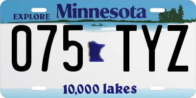 MN license plate 075TYZ