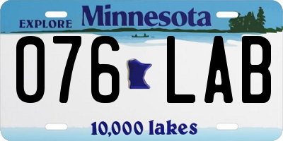 MN license plate 076LAB