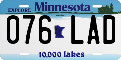 MN license plate 076LAD