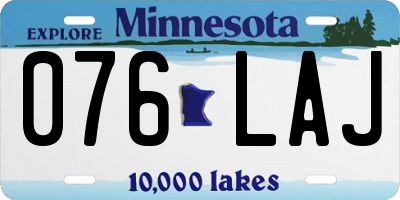 MN license plate 076LAJ