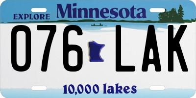 MN license plate 076LAK