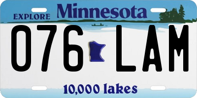 MN license plate 076LAM