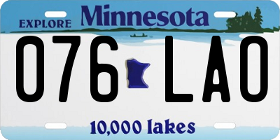 MN license plate 076LAO