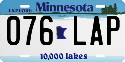 MN license plate 076LAP