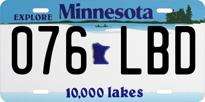 MN license plate 076LBD