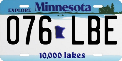 MN license plate 076LBE