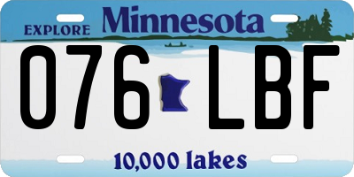 MN license plate 076LBF