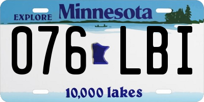 MN license plate 076LBI