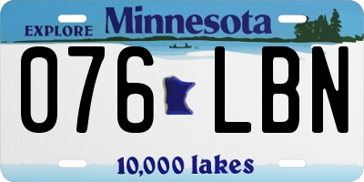 MN license plate 076LBN