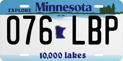 MN license plate 076LBP