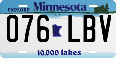 MN license plate 076LBV