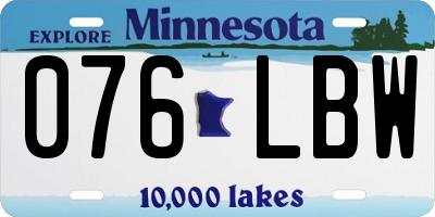 MN license plate 076LBW